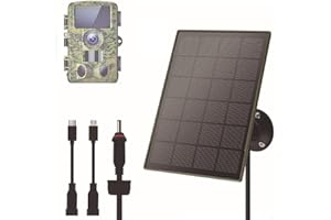 Zilimontt Rechargeable Solar Panel 6000mAh Output IP66 Waterproof Portable Solar Panel Charger Kit for Trail Camera, Wildlife Camera, Security Camera, Outdoor Camping, LED Light