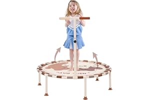 NUKDEY Trampoline Interieur Exterieur Enfants Ø101cm, Mini Trampoline Fitness Pliable avec Poignée en Mousse Réglable et Ventouses Antidérapantes, Récréatif Exercices Cadeau d'anniversaire pour Enfants