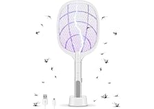 EqiEch Electric Fly Swatter, Handheld Rechargeable Bug Zapper Racket, Powerful 3000 Volt Mosquito Killer Mosquitoes Lamp & Ra