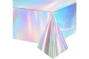 ‎GREATRIL Irisierende Party Tischdecke - Geburtstag Tischdecken Wasserabweisend Einweg Party Deko für Frozen Schneeflocken Ski Meerjungfrau Gefrorene Meer Unterwasserwelt Tischdecke Dekorationen