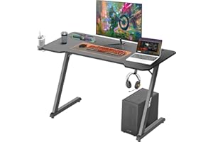 Noua Win Scrivania Gaming Telaio Z, Tavolo da Gioco Ergonomico, Postazione Gaming per PC Computer Monitor, Fori Passacavi, Portabicchieri e Gancio per Cuffie, 120 * 60 * 75 cm