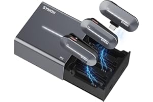 SYNCO Micro Cravate sans Fil, P2T【Type-C】 Mic Lavalier 2.4GHz avec Boîtier de Charge Plug&Play 2*TX & 1*RX pour Android Phones Tablet Youtube Vlog Interview, Microphone-Cravate-sans-Fil-Smartphone