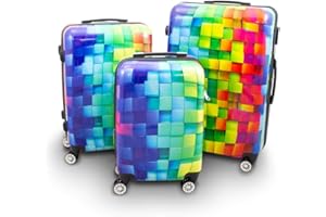 Berwin® Design Koffer Reisekoffer Trolley Hartschalenkoffer Polycarbonat mit 4 Rollen als Set (Cube, 3er Set (M/L/XL))