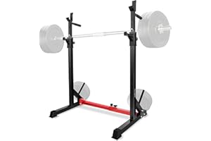 Yes4All Premium Squat Rack Stand with Adjustable Height and Capacity up to 270 kg – Multifunction Barbell Stand with Dip Station, Weight Plate Storage
