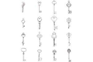 PH PandaHall ciondoli di Chiave Argento Antico Misto Stile Tibetano ciondoli in Lega per Gioielli mestiere Chiave decorative ciondoli per Segnaposto Matrimonio Sacchettini Confetti,45pz/100g