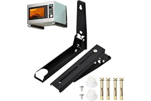 Aomhrek Mikrowellen-Wandregal, platzsparende und verstellbare Wandhalterung, zusammenklappbar, einfache Installation, Schwarz
