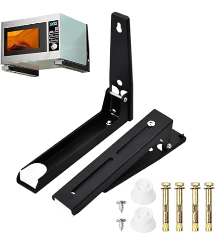 2 Supporti Da Parete Per Microonde | Regolabili E Pieghevoli | Fino A 35 Kg | Nero - Foto 8