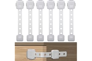 NOA HOME DECO Cierre de Seguridad para Armario de Bebé, Bloqueo para Cajones de Bebé, Seguro para Puertas de Niños Adhesivo, Sin Perforación, 6 Unidades - Blanco