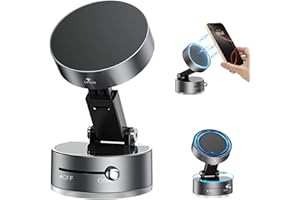 DUEDUE Soporte Móvil Coche Ventosa Magnético 【Retráctil y Ajustable 360°】 Soporte Portátil para Teléfono con Ventosa, Soporte Magnético Universal para Teléfono móvil para Coche, Gimnasio, Gris