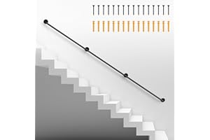 MOOACE Handrails for Stairs, Couleeur 3M Stair Handrail for Indoor Outdoor,Galvanized Pipe Handrail for Wall Mounted Stairs