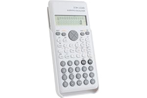 GEU Calculatrice Scientifique Fonctions, Calculatrice College Fonctions avec Couvercle de Protection pour Collge Lycee Universit Bureau Scolaire Maison (Blanc)