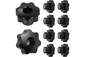 Knpwer 10 Stk M8 Sterngriffmutter,Sterngriff, Schwarz Kunststoff Griffmuttern,Innengewinde Klemmknopf