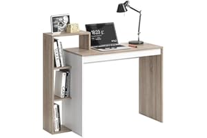 BAKAJI Scrivania con Libreria 4 Ripiani Tavolo da Lavoro Porta Pc Computer Struttura e Piano in Legno MDF Arredamento Casa Ufficio Cameretta Dimensioni 110 x 90 x 40 cm (Quercia)