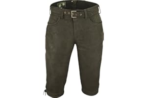 LEDERPROFI Fuente Pantalon de Chasse Homme Cuir avec Ceinture - Lederhosen- Pantalon en Cuir-Oktoberfest Costume Homme Femme -3 4 Pantalon Cuir- Lederhosen Costume-Trachtenhose Cuir véritable