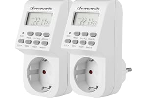 ‎DEWENWILS DEWENWILS Digitale Zeitschaltuhr Steckdose, Zeitschaltuhr Digital mit 20 konfigurierbaren Schaltprogrammen, LCD-Display und Kindersicherung, Timer Steckdose für Innen, 2er-Pack (16A / 3680W)