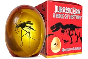 VEOJEIN Jurassic Era – Moskito in Bernstein – Stück der Geschichte – Briefbeschwerer aus Kunstharz – realistisches Jurassic-Sammelstück – flacher Boden – Dinosaurier-DNA – Park auf Stock Top – 3D-Form –