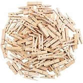Orret Home 24 Adet Mini Ahşap Not Mandalı,Not Tutucu Dekoratif Mandal &Ccedil;alışma Odası Ev Ofis İ&ccedil;in K&uuml;&ccedil;&uuml;k Mandallar (Natural)