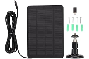 lyrlody 5V Solpanel för Säkerhetskameror, 4W Monokristallin Silikonsolladdare med USB-kabel IP65, för Utomhuskameror