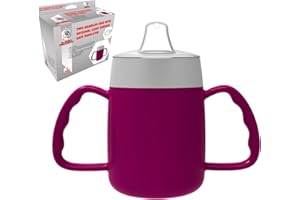 DR. BONE'S THERAPEUTICS Two Handled 140ml Adult Drinking Cup, Internal Cone, and Spouted Lid. Perfect for A Spill-Proof Sipping Experience Adult Drinking Mug/Drinking Cup/Sippy Cup Get Your Drinking Aid Now! (BlackBerry)