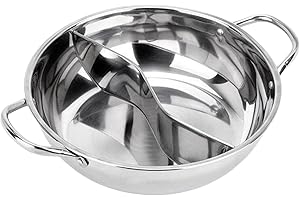 Folpus Hot à Soupe Casserole de Cuisine Pot Casserole Haute avec 2 Compartiments pour Ou Viande, 30cm