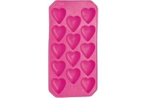 BarCraft Silicone Ice Cube Tray, Heart Shaped Ice Cube Moulds, 26 x 12cm, Pink