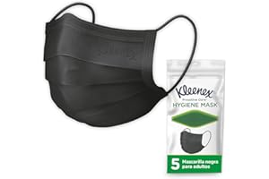 Kleenex Proactive Care Mascarilla Higiénica Adulto Negra, 5 x 18, 90 unidades