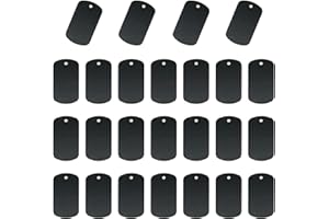 Gativs Blanko Schildform Anhänger Dog Tag 25 Stück Dogtags Aluminium Blank Dog Tags Stanzrohlinge Schildform mit Loch Stanzen Rohlinge Hundemarken Rohlinge Schwarz Hundemarken aus Aluminium Schildform