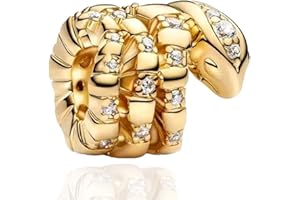 NUNUYAYA Charm Bead Ciondolo in Argento Sterling 925 Love Gold Charm con Cubic Zirconia Pendenti Compatibile con Braccialetti e Collane europei,Compleanno di Natale Perline per Donne