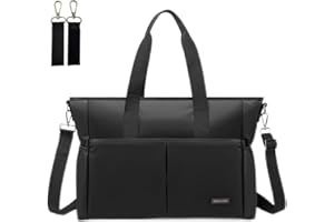 ROYALFAIR Baby Wickeltasche Klein für Unterwegs Reise Wickeltasche Bote Messenger mit Isoliertasche und Befestigungshaken (42 x 33 x 18 CM, Schwarz)