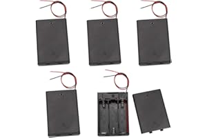 MytaYt 5 Pièces 3 AA Support de Batterie Kits 4.5V Porte-Piles Coque Plastique Batterie avec Couvercle et Interrupteur on/Off avec Wire Leads avec 5 Pièces Vis