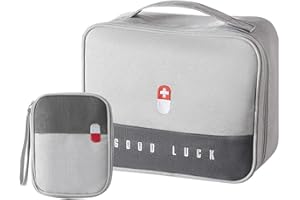ZIMOHE Trousse de Premiers Secours, 2 Pcs Portable Boîte Médicale Boîte, Sac de Rangement de Médicaments, Trousse de Secours Vide pour Situations Durgence à Maison Bureau Voyage (Gris)