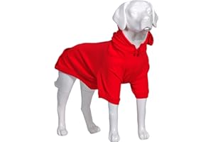 Lovelonglong Blank Basic Hoodie Sweatshirt für Hunde, 100% Baumwolle, 12 Farben, 11 Größen, passend für kleine mittelgroße Dackel, große Hunde (D-M, Rot)