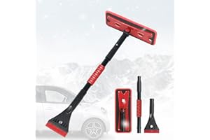 QUXUP Spazzola da Neve in Schiuma Estensibile da Raschietto per Ghiaccio, Scopa da Neve con Manico in Schiuma, Spazzola per la rimozione della Neve, Parabrezza Raschietto per Ghiaccio per Auto, Camion