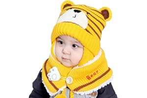 Hihey Sombrero para niños Sombrero de invierno cálido de punto Sombrero de gorro Sombrero de punto con capucha Sombreros de invierno Sombrero de orejera (6-24 meses)