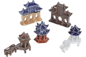 GANAZONO 5 Pcs Miniature Pagode Statue Figurine Céramique Zen Jardin Pagode Chinois Zen Asiatique Décor pour Bonsaï Jardin Miniature 6. 5X5 Cm