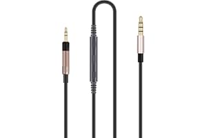 HANSNBY Cavo audio di ricambio compatibile con cuffie Sennheiser HD6 Mix, HD 7 DJ, HD 8 DJ, compatibile con iPhone, iPod, iPad, dispositivi Apple, nero, con microfono in linea e controllo remoto del volume
