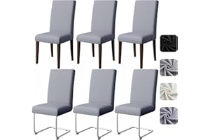 Pacok Dining Room Chair Covers Set of 6,Stretch Dining Chair Slipcovers Elastic Removable Washable Seat Covers for Hotel Kitchen Banquet Ceremony(Grey)