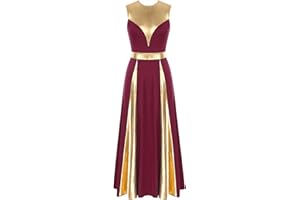 iiniim Femme Robe De Danse Liturgique sans Manche Métallique Robe De Danse Lyrique Moderne Costume Spectacle D'église Baptême Performance