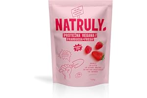 NATRULY Proteína Vegana BIO Fresa y Frambuesa, 76% Proteína, 100% Natural Sin Azúcar, Sin Gluten, Sin Lactosa, Sin Soja -350g