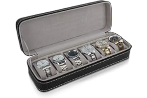 AGATIGE Scatola per Orologi in Pelle con 6 Slot, Vassoio di visualizzazione per Organizer per scatole per Orologi con Scomparti Separati per Orologio/Bracciale/Collana
