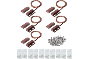 GEBILDET 5pcs marrone Sensore di Contatto da Incasso per Finestra di Sicurezza Cablata Interruttore Magnetico Reed Sensore Magnete Vicino - Collegamento Circuito Magnete Lontano - Interruzione Circuito