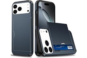 Beajew Handyhülle für iPhone 17 Pro Case Silikon, mit Kartenfach Silikon TPU Handyhülle Dünn Weiche Stoßfest Flexibel Handy Tasche Bumper Brieftasche Case, Marineblau