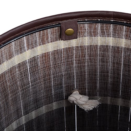 Wäschekorb Wäschekörbe Wäschebox Wäschetruhe Wäschesammler Bambus mit Leinen Kleidersack Wäschetone Wäschewagen 57L (Braun) - 7