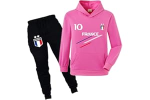 Xpialong Jogging Survêtement De Football France 2 étoiles Enfant Sweat à Capuche Avec Poche