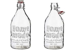 DKD HOME DECOR Botella Home Made Transparente Metal Plástico Vidrio (1000 ml)