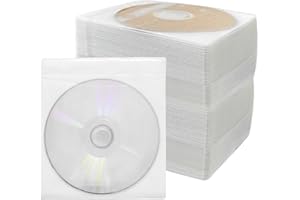 VEGOATY Lot de 200 boîtiers de rangement pour CD/DVD - En plastique standard - Double face - Pour CD et DVD - Blancs