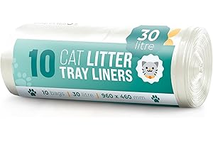 Ecobag - 10 Pack Cat Litter Tray Liners - 30L - 27 Microns - Heavy Duty Cat Litter Bags, Recycled Litter Liners, Durable Cat Tray Liners, Eco-Friendly & Easy to Dispose (960 x 460 mm)