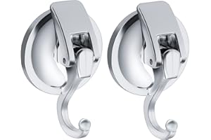 HEMIKS 2 Pack Suction Hooks, Vacuum Suction Cup Hooks Powerful Push Removable Heavy Duty Hooks for Kitchen, Bathroom and Living Room Pendants with a Maximum Load of 5KG