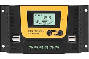 MENGTECH 60A SolarLaderegler,PWM Solarladeregler mit LCD-Display,Laderegler 12V 24V 36V 48V,Solar Laderegler mit 4 USB Ports,Solarregler für Solarpanel Bleisäurebatterie und Lithiumbatterie