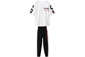 amropi 2 PCS Set Completo Ragazze Maglietta con Maniche Corte + Pantaloni Jogging Estate Tuta per 3-12 Anni
